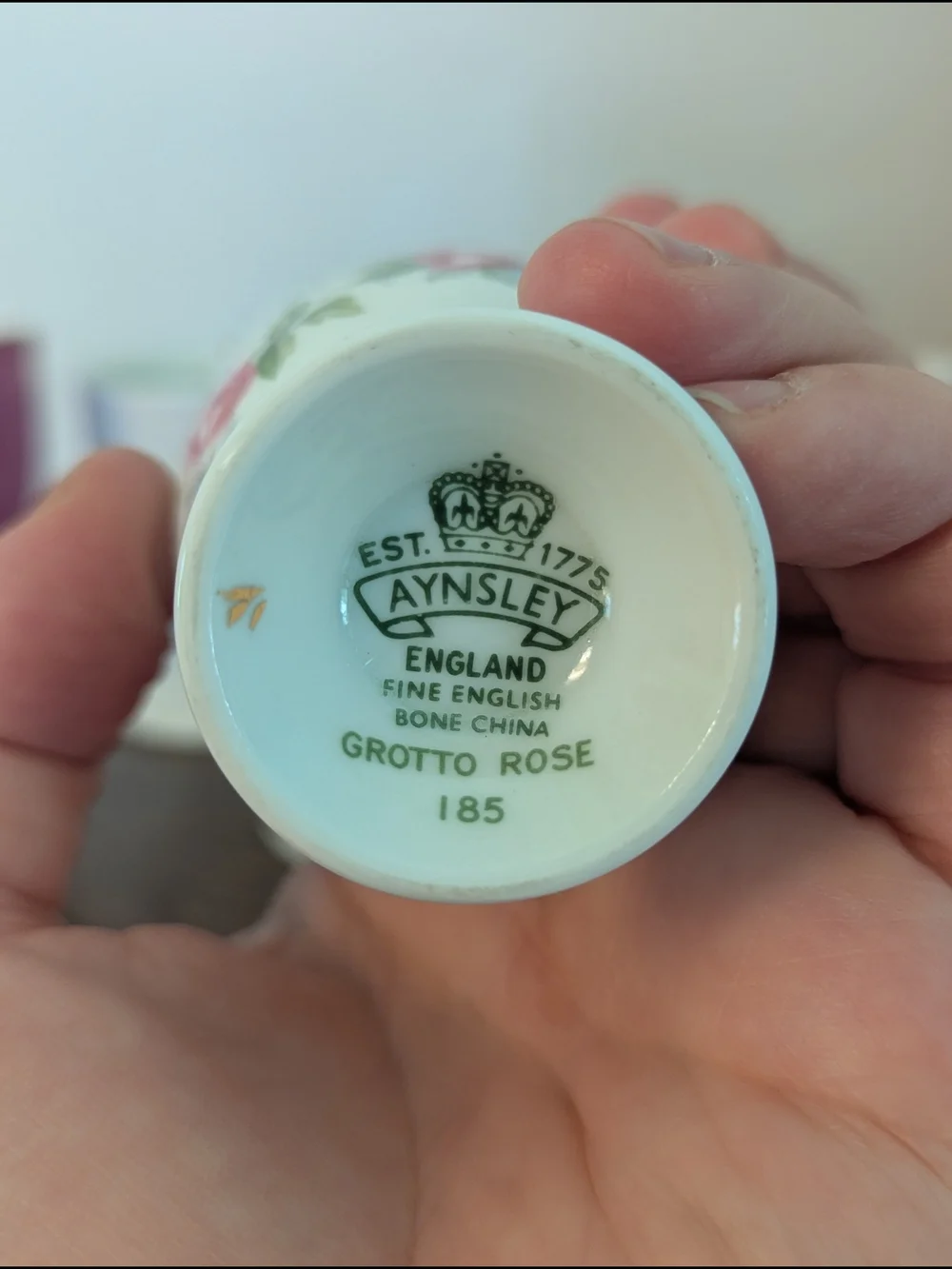 Egg Cups Aynsley Grotto Rose Fine Bone China & Vintage Curated Set of 5